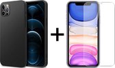 iParadise iPhone 12 Pro Max hoesje zwart siliconen case cover hoesjes hoes - 1x iPhone 12 Pro Max Screen Protector