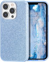 Apple iPhone 13 Pro Back Cover Telefoonhoesje | Blauw | TPU hoesje | Glitter
