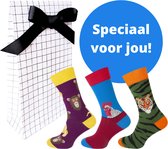 Teckel herensokken - Aap, haan, tijger limited edition- 3-pack in cadeauverpakking