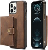 GSMNed – Hoogwaardig iPhone 12/12 Pro Bruin – Luxe Leren Pu Hoesje – iPhone 12/12 Pro Bruin – Design – Met magnetische portemonnee