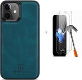 GSMNed – Hoogwaardig iPhone 12/12 Pro Blauw – Luxe Leren Pu Hoesje – iPhone 12/12 Pro Blauw – Design – Met magnetische portemonnee – Met Screenprotector