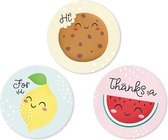 Kawaii stickers set sluitstickers rond cadeaustickers Bedankt Voor jou fruit cookie 4,5 cm set 18 stuks