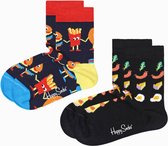 Happy Socks Kids Food - Sokken Jongens  - Meisjes Sokken - 2 Pack - Maat 4-6 jaar