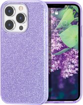 Apple iPhone 13 Pro Max Back Cover Telefoonhoesje | Paars | TPU hoesje | Glitter