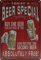 Wandbord – Special Beer - Retro -  Wanddecoratie – Reclame bord – Restaurant – Kroeg - Bar – Cafe - Horeca – Metal Sign – 20x30cm