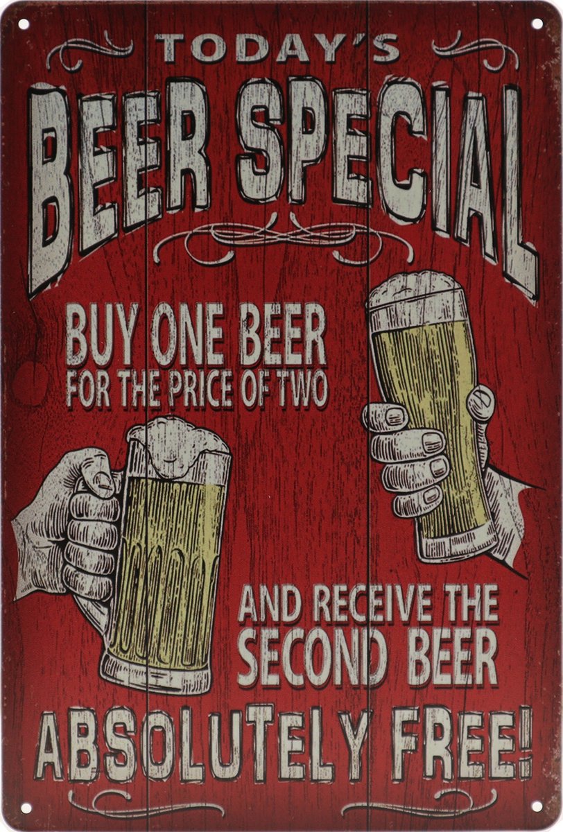 Wandbord – Special Beer - Retro - Wanddecoratie – Reclame bord – Restaurant – Kroeg - Bar – Cafe - Horeca – Metal Sign – 20x30cm