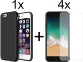 iParadise iPhone 6 hoesje zwart - iPhone 6s hoesje zwart siliconen case hoes cover - hoesje iphone 6 - hoesje iphone 6s - 4x iPhone 6/6s screenprotector screen protector
