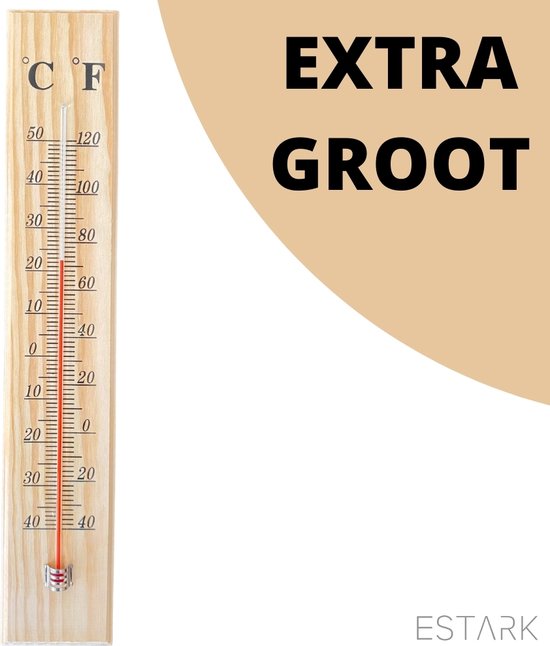 mentaal Vrijgevig Humoristisch ESTARK® Buitenthermometer EXTRA GROOT - 40 x 7 CM - Binnenthermometer -  Metalen Binnen... | bol.com