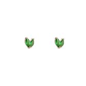 Gouden Oorbellen - Groene Diamanten - Dottilove - 14K Goud Verguld - Oorknoppen - Minimalistisch