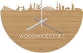 Skyline Klok WoodWideCities Bamboe hout - Ø 40 cm - Woondecoratie - Wand decoratie woonkamer - WoodWideCities