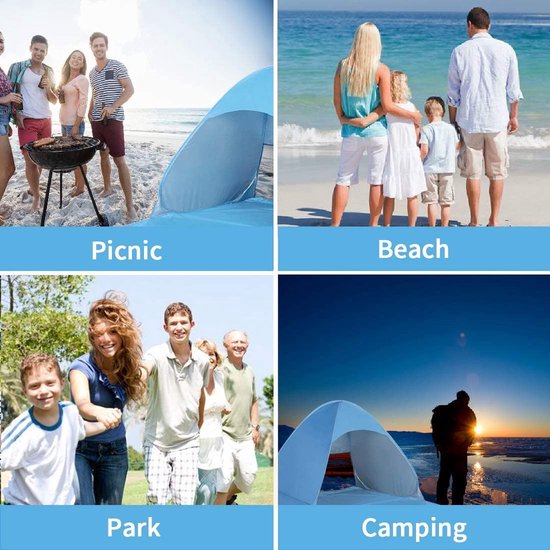 Pop-up tent - Strandtent - Geschikt voor 1-2 Persoons - Blauw