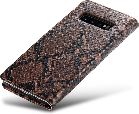 Étui Casemania pour Samsung Galaxy S10 Plus Marron - Étui portefeuille de Luxe en forme de Tuyaux - Porte-cartes et onglet magnétique