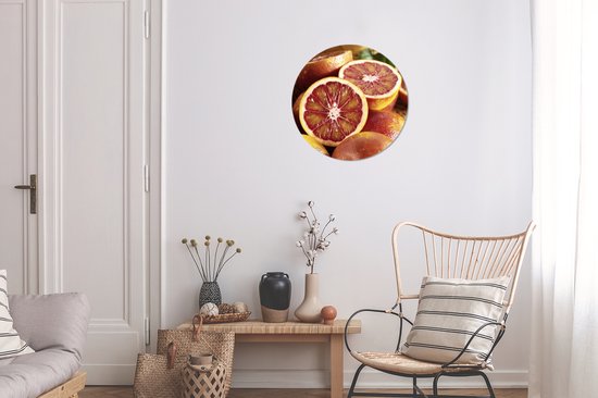 Oranges sanguines entières et coupées Assiette en plastique cercle mural - ⌀ 30 cm - peinture ronde - impression photo sur cercle mural en plastique (forex) / cercle vivant / (décoration murale)