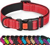 Halsband hond - reflecterend - rood - maat S - oersterk - waterdicht - hondenhalsband - met veiligheidssluiting - geschikt voor iedere hondenriem - voor kleine honden