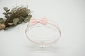 Haarband Nylon met baby strik - Kleur Licht Roze - Haarstrik – Winter strik - Fluweel - Bows and Flowers