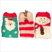 Kerst sokken set - 3 paar fluffy huissokken - Rood - Wit - Groen - Kerstmis