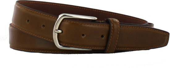 Leren Pantalon Riem | 3,5cm breed | Riemmaat: 85cm (totale lengte: 100cm) | 100% echt leer | Kleur: licht bruin | Nikkelvrije gesp