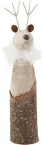 J-Line Rendier Hout Naturel Wash Glitter Zilver Small Set van 3 stuks