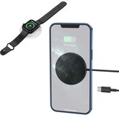 Hoco - 2 in 1 Draadloze Oplader Geschikt voor Magsafe iPhone 12 / 13 en Apple Watch 4 / 5 / 6 / 7 - Zwart