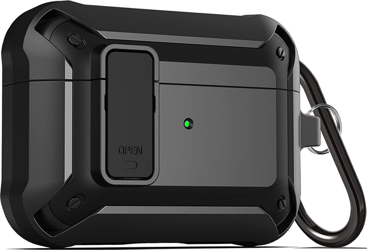 YONO Hoesje geschikt voor Airpods Pro 1 / 2 - Armor Case met Lock - Zwart