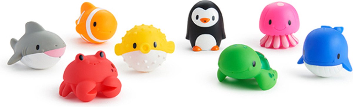 Munchkin Badspeelgoed Voor Baby's - Oceaanvormige Baddiertjes die Spuiten! - Badspuiters - Per 8 Stuks - Vanaf 9 Maanden — afbeelding 2