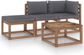 Decoways - 4-delige Loungeset pallet met kussens geïmpregneerd grenenhout