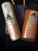 Adidas Adipower - 2 x DEO 150 ml +  2 x DOUCHEGEL 250ml  in transparante reistoilettas