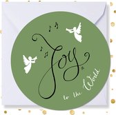 Kerstkaart rond 'Joy to the world' - 10 stuks - met enveloppen - kerstkaarten