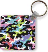 Sleutelhanger - Kleurrijk camouflage patroon - Plastic - Rond - Uitdeelcadeautjes