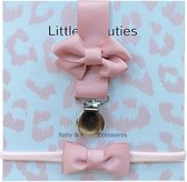 Little Beauties - babygeschenkset - speenkoord & haarbandje - rose - babygift - kraamkado - babyshower - leeftijd 0-36 maanden