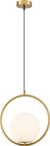 SK lighting 4076-2  - Modern Hanglamp met opaalglas - 1x40W E14 - B:18 x L:30 x H:120 cm - Goud