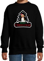 Dieren kersttrui beagle zwart kinderen - Foute honden kerstsweater jongen/ meisjes - Kerst outfit dieren liefhebber 7-8 jaar (122/128)