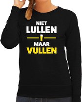 Apres ski sweater Niet lullen maar vullen zwart  dames - Wintersport trui - Foute apres ski outfit/ kleding 2XL