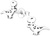 Joy|S - Zilveren dinosaurus oorbellen - 9 x 8 mm - geoxideerd