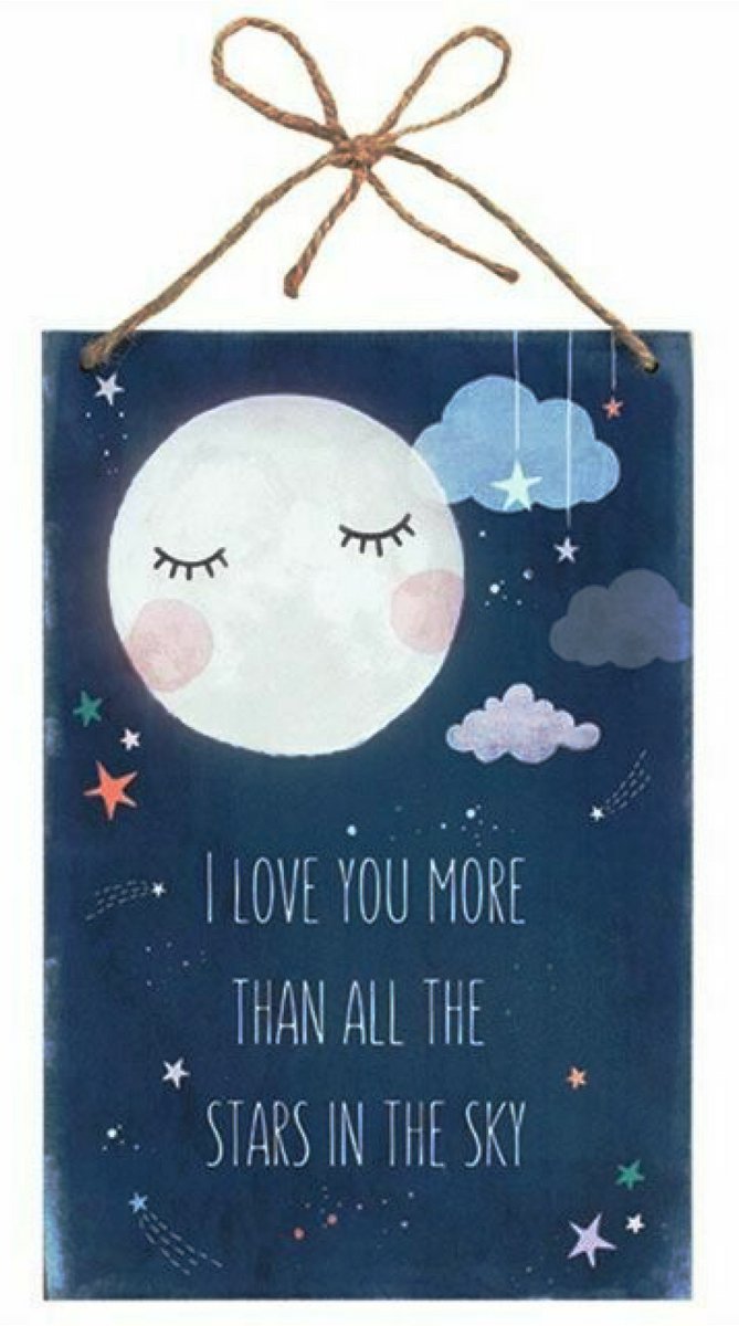 Decoratiebord - I love you more than all the stars in the sky - Hout - 20x30cm