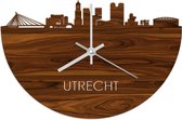 Skyline Klok Utrecht Palissander hout - Ø 40 cm - Woondecoratie - Wand decoratie woonkamer - WoodWideCities