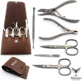 Maxon Premium - Manicure set - Pedicureset - 6 Instrumenten in Leren Etui
