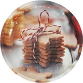 Kerstschalen van blik met hoog opstaande rand - 2 stuks - motief koekjes en kerstballen