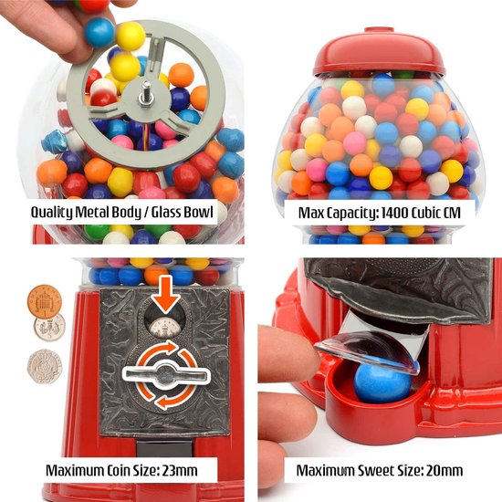 Distributeur de bonbons à monnaie avec 200 boules vides et 100 jetons, idéal pour les magasins de jeux