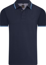 Mario Russo - Heren Polo SS Tipped Polo Edward - Blauw - Maat L