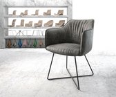 Gestoffeerde-stoel Elda-Flex met armleuning X-frame zwart grijs vintage