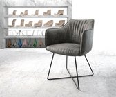 Gestoffeerde-stoel Elda-Flex met armleuning X-frame zwart grijs vintage