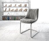 Gestoffeerde-stoel Elda-flex sledemodel rond chrom fluweel grijs