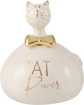 J-Line Kat Cat Power Keramiek Wit/Goud Small Set van 4 Stuks