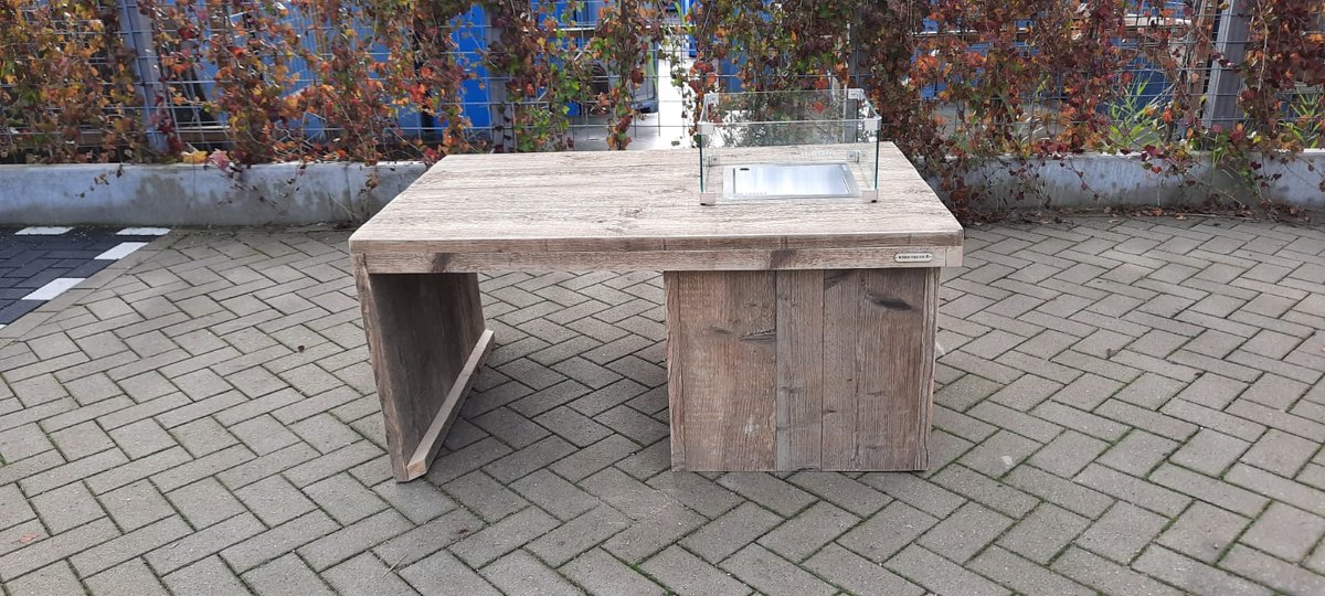 Vuurtafel ''Split'' Terrasverwarmer Gebruikt steigerhout 80x120x55cm