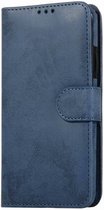 iPhone 13 Pro 2-in-1 Hoesje met Magnetische Backcover - Telefoonhoesje met vakjes voor pasjes - Inclusief polsbandje - Mobiq Magnetische 2-in-1 Wallet Case iPhone 13 Pro donkerblau