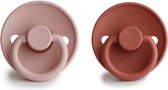 FRIGG | Fopspeen Duo | T1 | 0-6 maanden | Classic | Natuurrubber | Blush + Baked Clay |