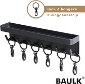 Baulk® - Sleutelrekje – Sleutelkastje – Sleutelhouder – Gratis 6 sleutelhangers – Zwart – 25 x 6 cm - Magnetisch