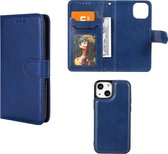 iPhone 13 Mini Hoesje - MobyDefend Luxe 2-in-1 Wallet Book Case Met Uitneembare Backcover - Blauw - GSM Hoesje - Telefoonhoesje Geschikt Voor: Apple iPhone 13 Mini