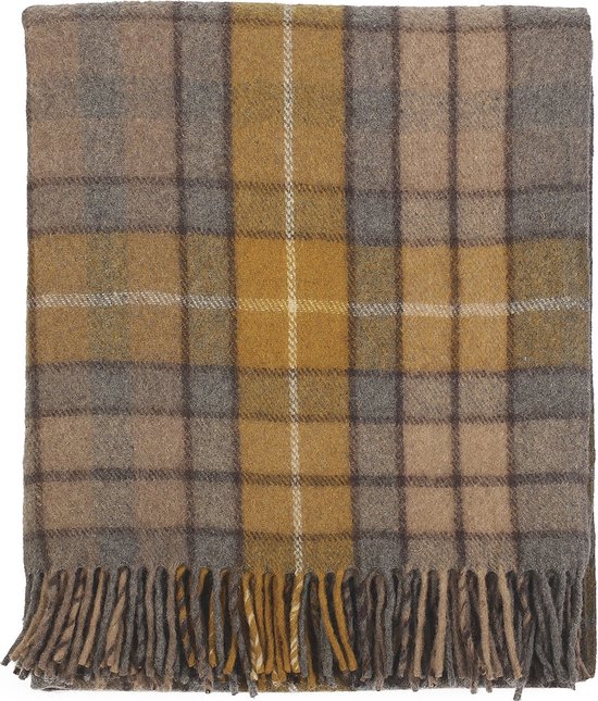 Couverture Voyage Laine Tartan Highland Tweeds Multicolore Pompons